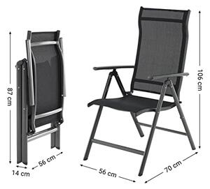 Set od 2 sklopive vrtne stolice, naslon za leđa s 8 podesivih razina, crne | SONGMICS