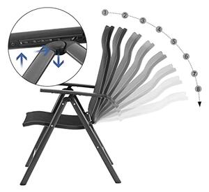 Set od 2 sklopive vrtne stolice, naslon za leđa s 8 podesivih razina, crne | SONGMICS