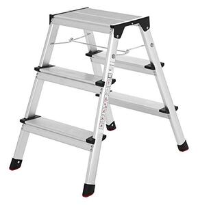 Sklopive aluminijumske ljestve nosivosti do 150 kg, na 3 razine, srebrno crne