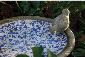 Plavo-bijela keramička fontana za ptice Esschert Design