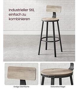 Set od 2 barske stolice s naslonima, visine 73 cm, smeđe i crne boje | VASAGLE