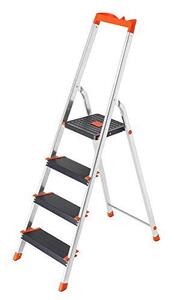 Aluminijske ljestve s 4 stepenice, nosivosti do 150 kg, crno-narančaste | SONGMICS