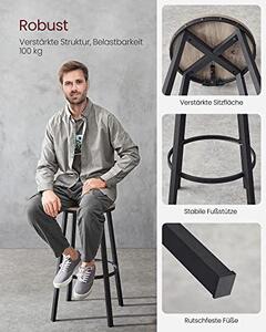 Set od 2 barske stolice s naslonima, visine 73 cm, smeđe i crne boje | VASAGLE
