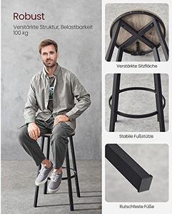 Set od 2 barske stolice s naslonima, visine 73 cm, smeđe i crne boje | VASAGLE