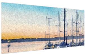 Slika - Vožnja čamcem, akvarel (120x50 cm)