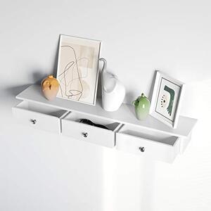 Zidna polica s 3 ladice, 80 x 15 x 10 cm, visokosjajni premaz, bijele boje | SONGMICS