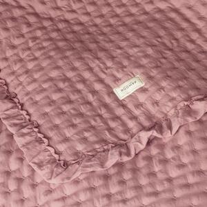 Ružičasti prekrivač Molly s volanom 240 x 260 cm