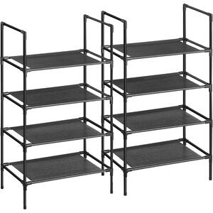 Set od 2 stalka za cipele s 4 razine, 28 x 45 x 80 cm, crne boje | SONGMICS