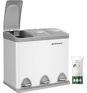 Trostruka čelična kanta za smeće, 3 x 8L47 x 28,3 x 39,5 cm, bijela | SONGMICS