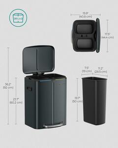 Kuhinjska kanta s 2 spremnika, 2 x 20 litara,44,4 x 40,8 x 60,2 cm, zeleno-siva | SONGMICS