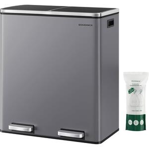 Kuhinjska kanta s 3 pretinca, 3 x 18 l, 61,5 x 31,5 x 56 cm, zeleno siva | SONGMICS