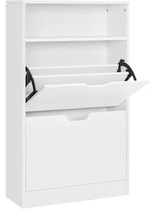 Ormar za cipele s 2 pretinca, 60 x 24 x 102 cm, bijele boje | VASAGLE