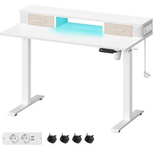 Podesivi električni radni stol, 60 x 120 x (72-120) cm, bijeli | VASAGLE