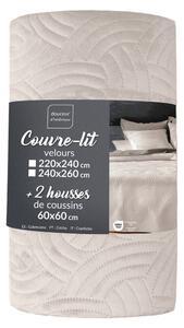 Krem set prekrivača i jastučnice od samta 240x260 cm Solange – douceur d'intérieur