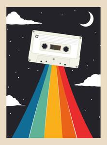 Ilustracija retro party poster with cassette tape, martinwimmer