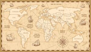 Karta Vector antique world map with countries boundaries, MicrovOne