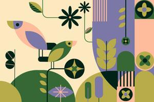 Ilustracija Forest in geometric abstract shapes, Sanja Djordjevic