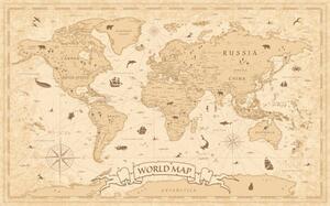 Karta World Map Vintage Old-Style - vector - layers, dikobraziy