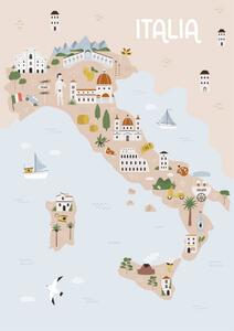 Ilustracija Vector illustration of map of Italy, undefined undefined