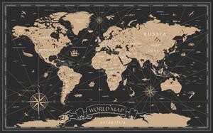 Karta World Map Vintage Black Golden Detailed - Vector, dikobraziy