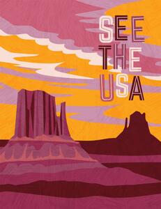 Ilustracija USA travel poster design template. Southwest, teddyandmia