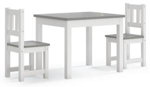 VidaXL 3-dijelni set dječjeg stola i stolica bijelo-sivi MDF