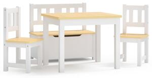 VidaXL 4-dijelni set dječjeg stola i stolica bijeli i bež MDF