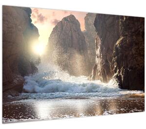 Slika - Stijene i valovi oceana (90x60 cm)