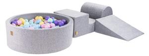 Sivi baršunasti set mekanih igrački od pjene 4 kom visina 30 cm 225x90 cm Montessori – Meowbaby