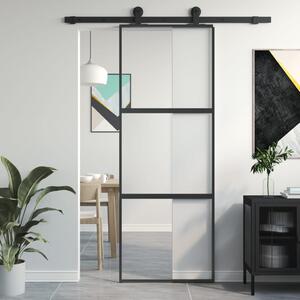 VidaXL Klizna vrata crna 76x205 cm od kaljenog stakla i aluminija