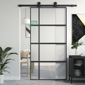 VidaXL Klizna vrata crna 102,5x205 cm od kaljenog stakla i aluminija