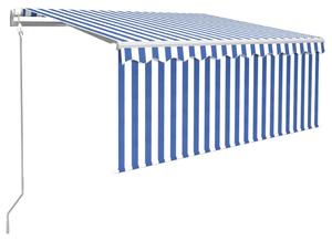 VidaXL Automatska tenda s roletom i senzorom LED 3x2,5 m plavo-bijela