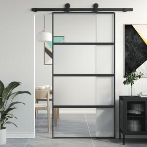 VidaXL Klizna vrata crna 102,5x205 cm od kaljenog stakla i aluminija