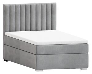 Svijetlo sivi tapecirani krevet s prostorom za pohranu s podnicom 100x200 cm Bunny – Ropez