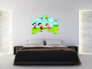 Djeca na travnjaku - moderna slika (125x90cm)