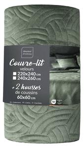 Zeleni set prekrivača i jastučnice od samta 220x240 cm Solange – douceur d'intérieur