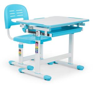 OneConcept Tommi, pisaći stol za djecu, dvodjelni set, stol, stolica, visinski podesiv, plava boja