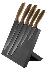 Set noževa od nehrđajućeg čelika 5 kom s magnetskim stalkom drvo/crna