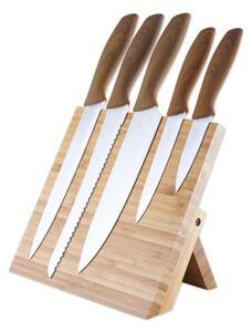 Set noževa od nehrđajućeg čelika 5 kom s magnetskim stalkom od bambusa drvo