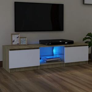 VidaXL TV ormarić s LED svjetlima bijeli i boja hrasta 140x40x35,5 cm