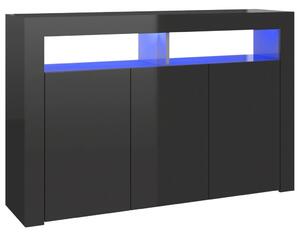 VidaXL Komoda s LED svjetlima visoki sjaj crna 115,5 x 30 x 75 cm
