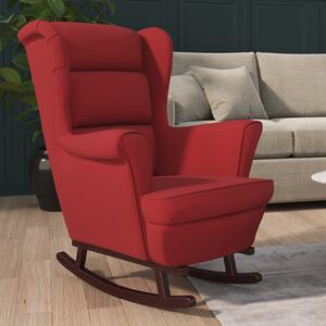 VidaXL Fotelja za ljuljanje s drvenim nogama boja vina baršunasta