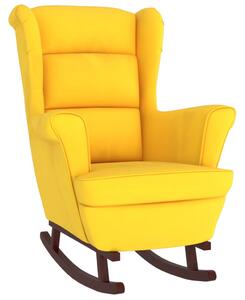 VidaXL Fotelja za ljuljanje s drvenim nogama žuta baršunasta