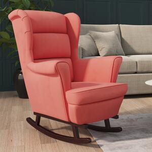 VidaXL Fotelja za ljuljanje s drvenim nogama ružičasta baršunasta