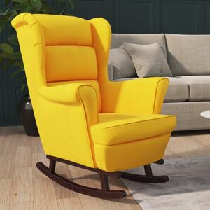 VidaXL Fotelja za ljuljanje s drvenim nogama žuta baršunasta