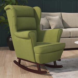 VidaXL Fotelja za ljuljanje s drvenim nogama svjetlozelena baršunasta
