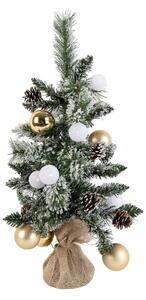 Božićno drvce bijelo sa zlatnim detaljima 60 cm uklj. LED s mjeračem vremena - Jack