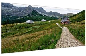 Slika - Planinski krajolik s kućama (120x50 cm)