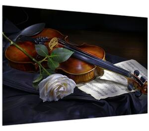 Slika - Ruže i violina (90x60 cm)