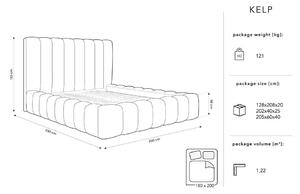 Sivi tapecirani bračni krevet s prostorom za pohranu s letvičastom podnicom 180x200 cm Kelp - Micadoni Home